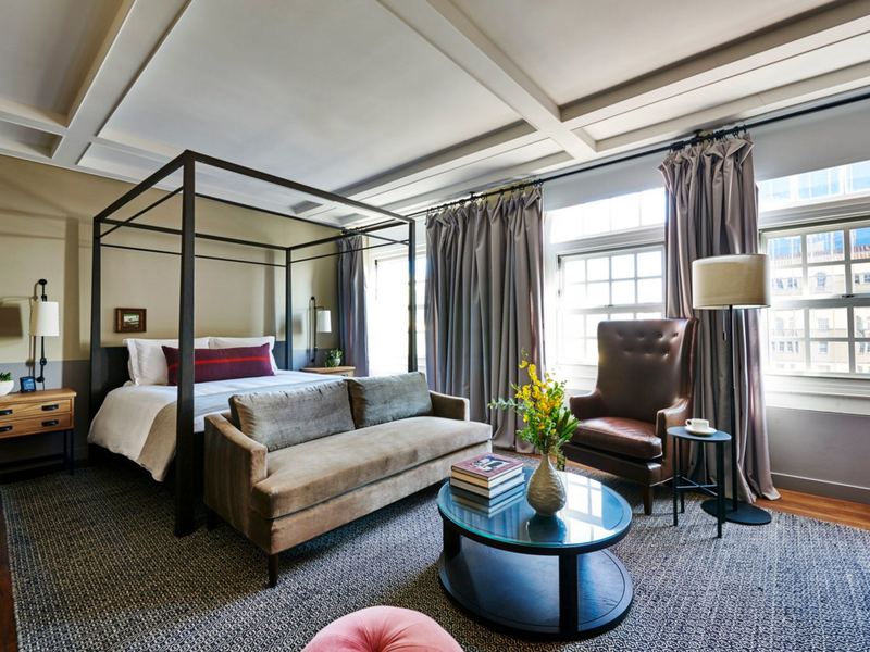 Renovated hotel suite with bespoke joinery