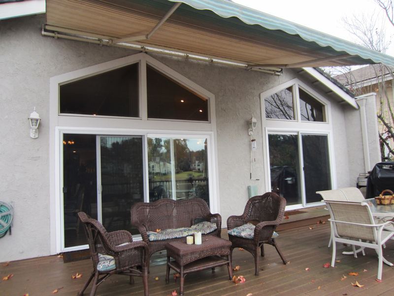 Covered patio with wide sliding doors